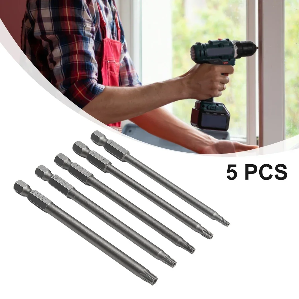 Tools Screwdriver Bit 1/4Inch Hex Magnetic Security Set Torx 100mm 5 Pcs Alloy Steel For Electric Drill Brand New