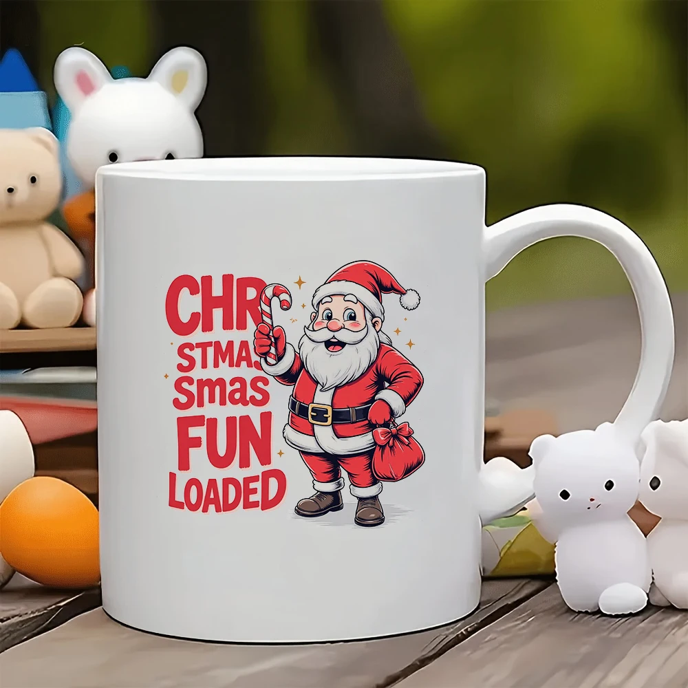 

11oz Cup + Cartoon Santa Claus Design Christmas Gift Kids Water Cup Family Office Coffee Cup Set