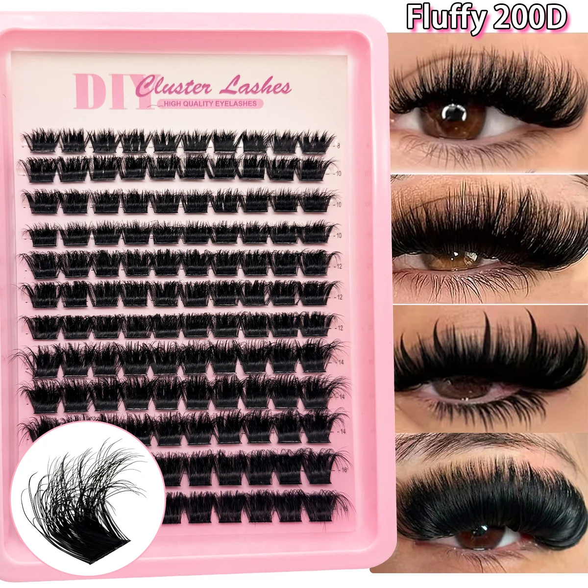 HBZGTLAD 5D Luxuriöse Flauschige DIY 120D/160D/200D Wimpernbüschel 8-16mm Gemischte Länge Wimpernverlängerung 0,07mm Russische D-Curl Dicke Wimpern
