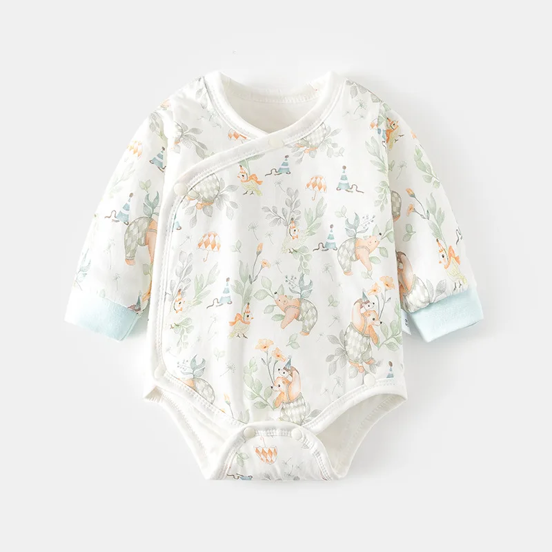 

Комбинезон-слип для новорожденных на весну и осень, тонкий хлопковый ромпер с длинным рукавом и принтом, бесшовный комбинезон для малышей