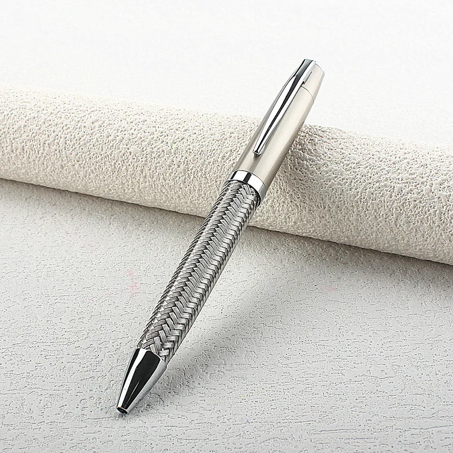 Braided Metal Wire Ballpoint Pen Luxury Business Stainless Steel Writing Office Gift Ball Pen for Men Wedding Souvenir
