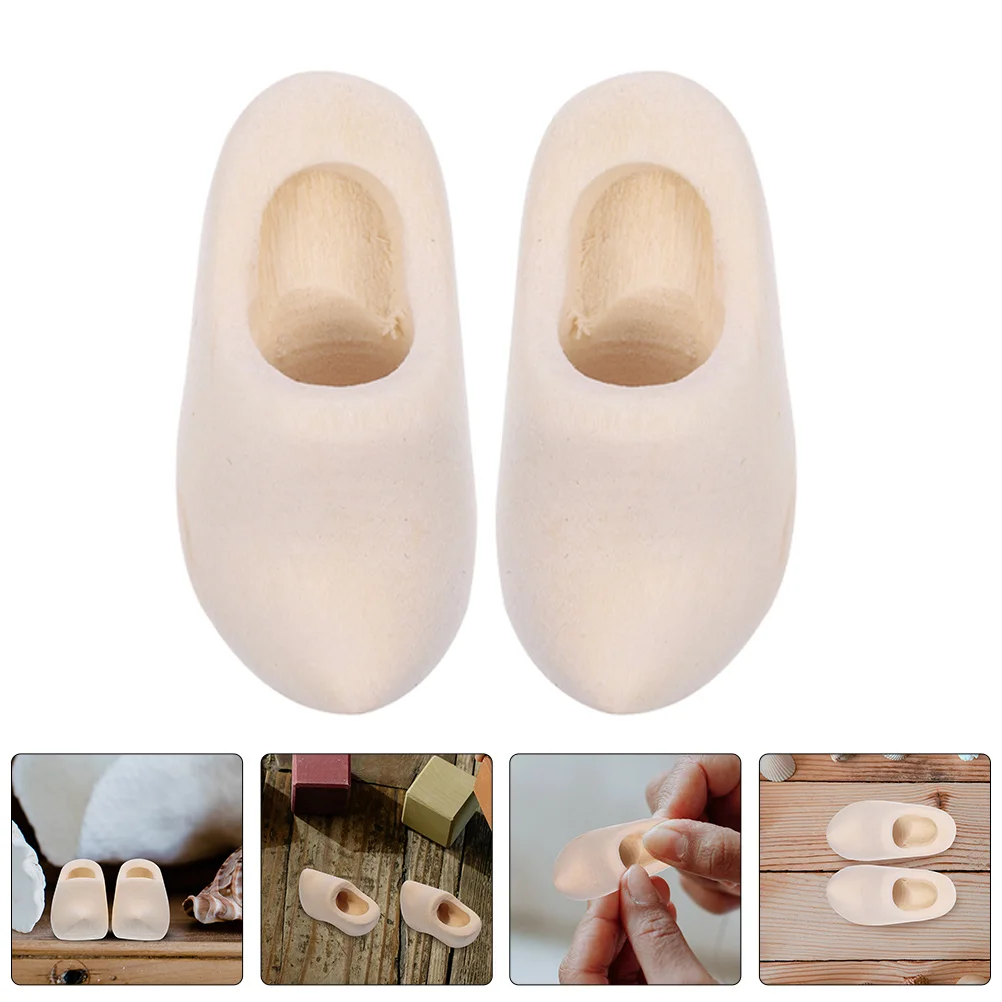 

3 Pairs Baby Bed House Dollhouse Wooden Shoes Toy Home Accessories