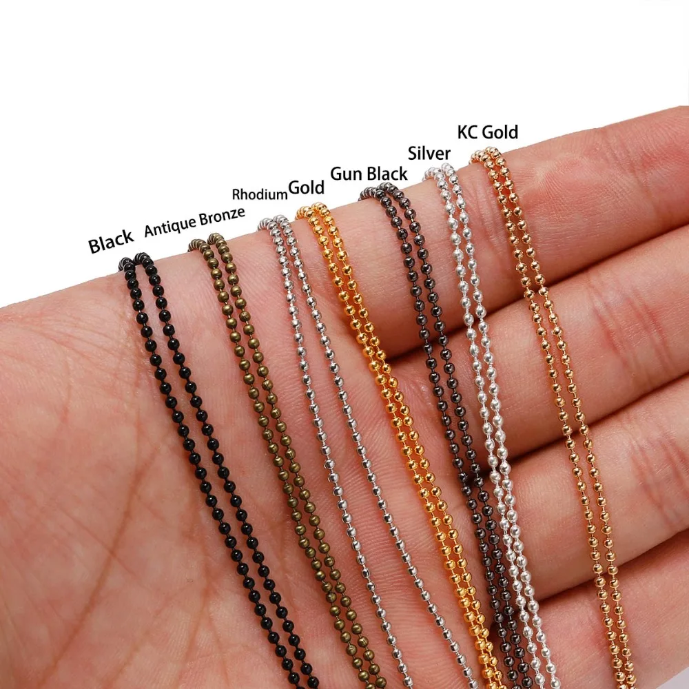 5m/lot 1.2 1.5 2.0 mm Metal Ball Bead Chains Findings Bulk Kettingen Necklace Chain For Jewelry Making Supplies DIY Accessories