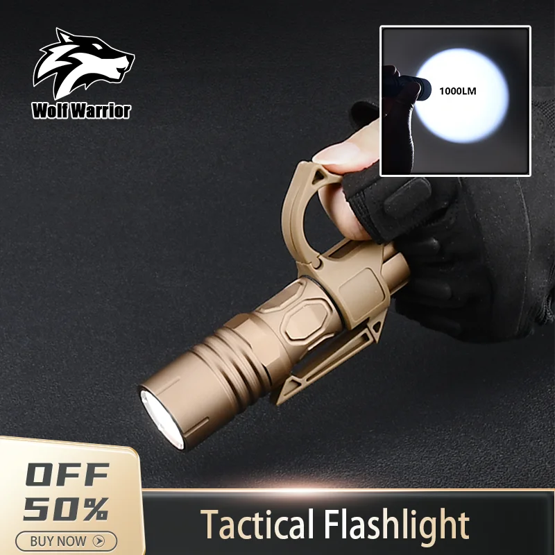 Tactical PLHV2 Handheld Flashlight Handheld Switch Back Finger Release Ring Set Metal hunting Reconnaissance outdoor lighting