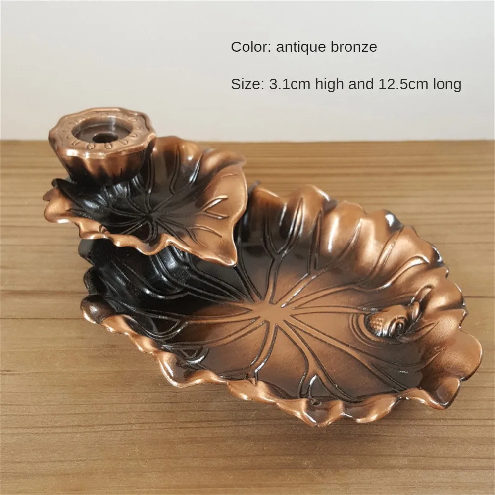 Tea Ceremony Ornaments Creative Incense Burner Zen Lotus Leaf Backflow Censer Creative Lotus Leaf Backflow Home Supplies Alloy