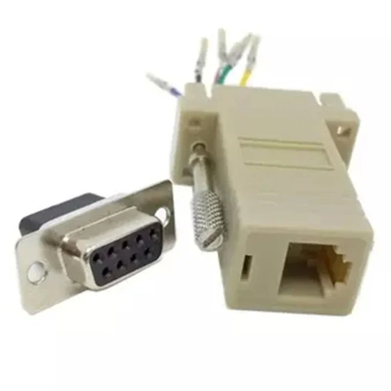 200pcs DB9 Female to RJ45 Female RS232 Module Convertor Adapter F/F Connector Extender for Computer