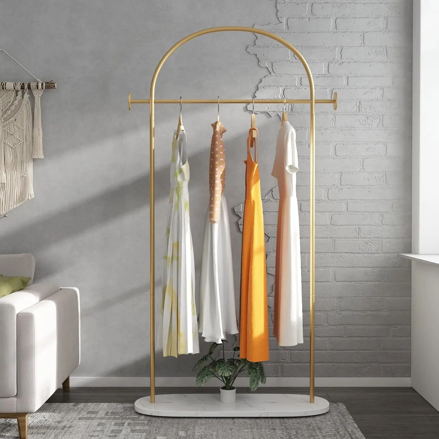 

Freestanding Gold Coat Rack, Modern Entryway Stand for Hats and Clothing, Small Space Solution