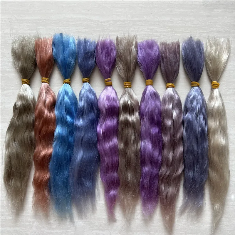 Poupées Reborn avec perruque de cheveux pour poupées BJD, HandFoxMohair, cheveux mohair, couleurs bleu, violet, café, brun laiteux, or clair