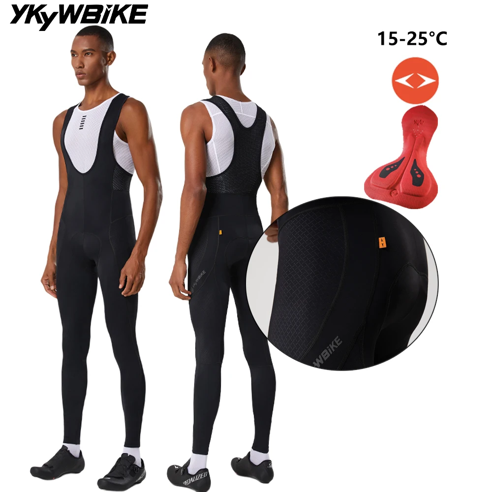 YKYWBIKE Men Cycling Bib Long Pants Spring Autumn MTB Bicycle Tights Pro Team Race Riding Bike Pants 15‑25℃ 7H Long Distance