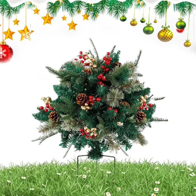 Holiday Planter Decorations Artificial Pine Trees With Tripod Stake Stable Christmas Urn Filler Realistic Small Christmas Tree