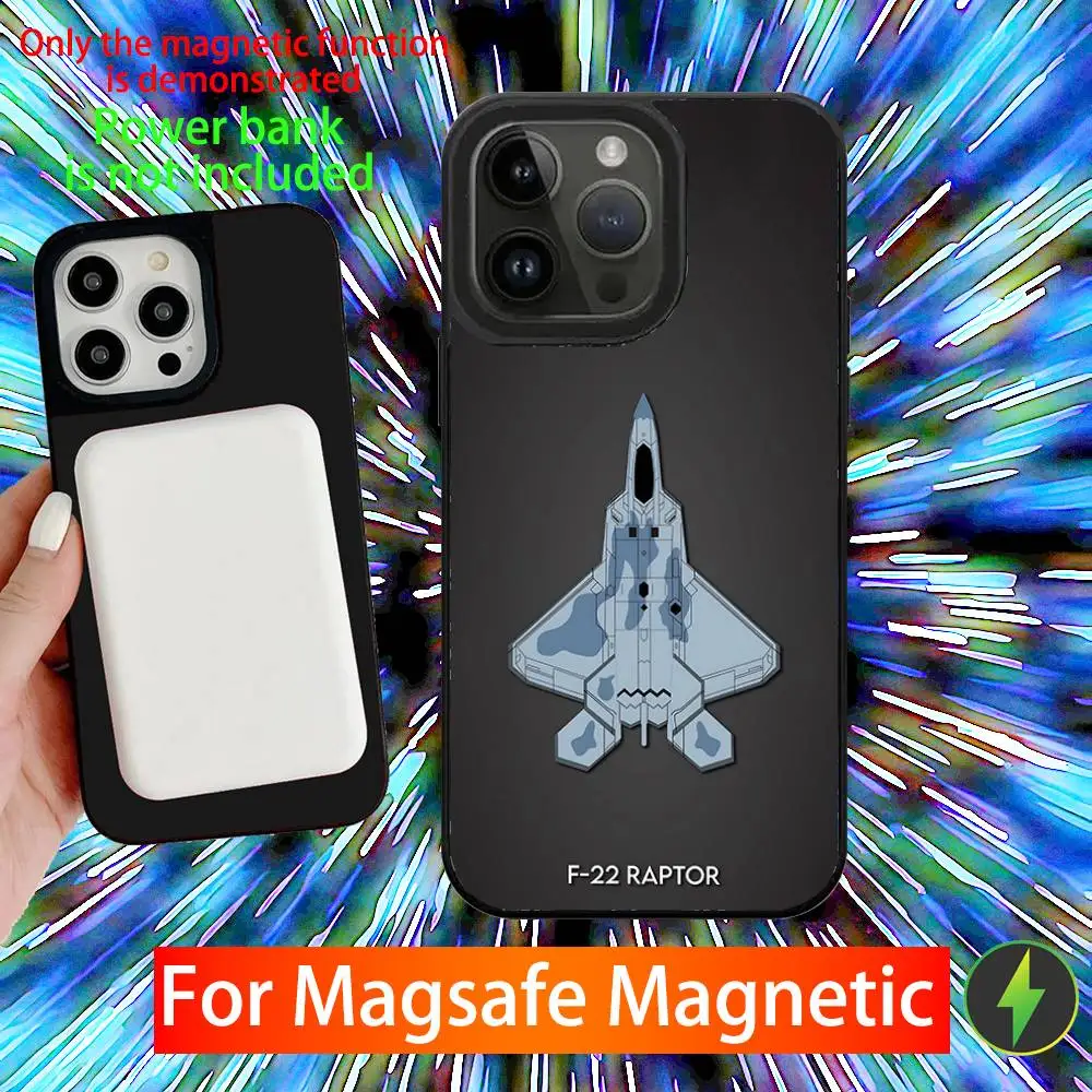 Funda de teléfono Fighter Plane F-22 Raptor para iPhone 16,15,14,13,12,11,Pro,Max,Plus,Mini,SE, nueva carga inalámbrica magnética Magsafe