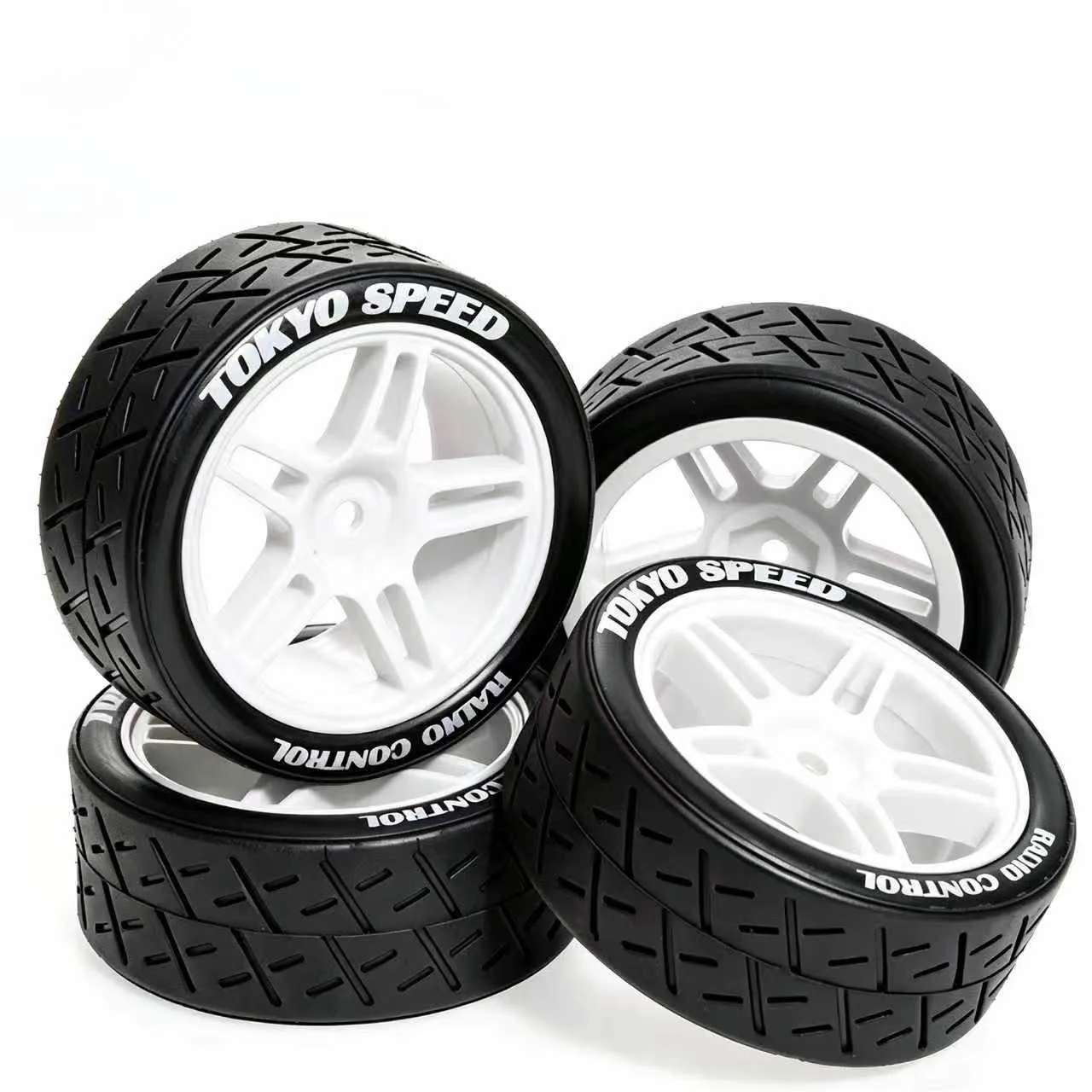 

4pcs 1/10 RC Drift Tires Hard Plastic Sports Car Drift Tyres Replacement Parts for Tamiya Kyosho HPI Mugen Sakura 10303