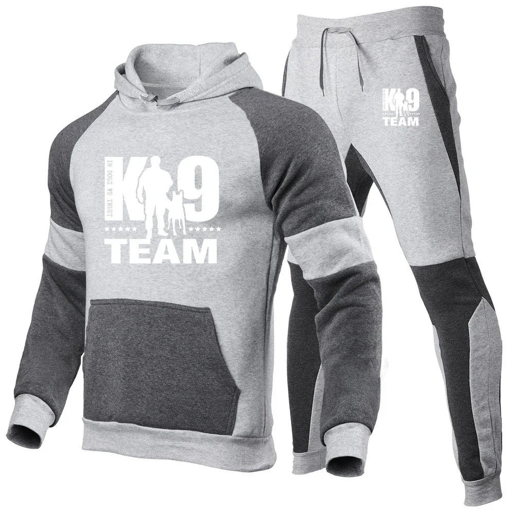 2024 novos homens treinador k9 equipe k9 unidade malinois conjunto com capuz moletom com capuz + moletom jogging pulôver terno esportivo