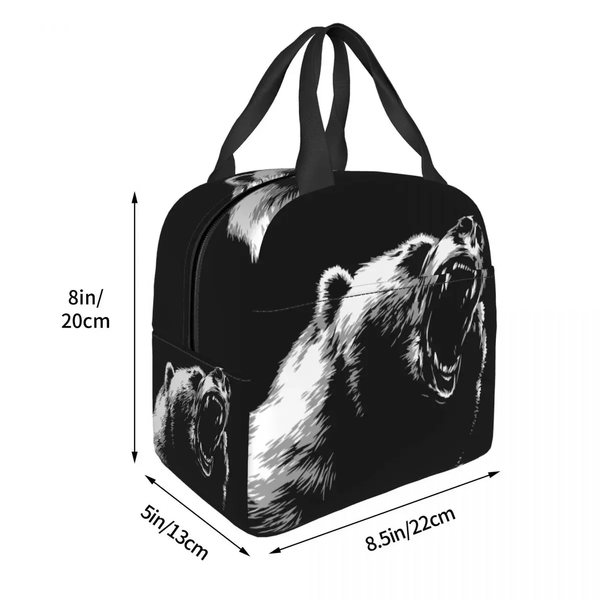 Sac à lunch Angry Bear pour l'école et le bureau, glacière thermique portable, boîte à lunch isotherme, sacs fourre-tout pour femmes et enfants