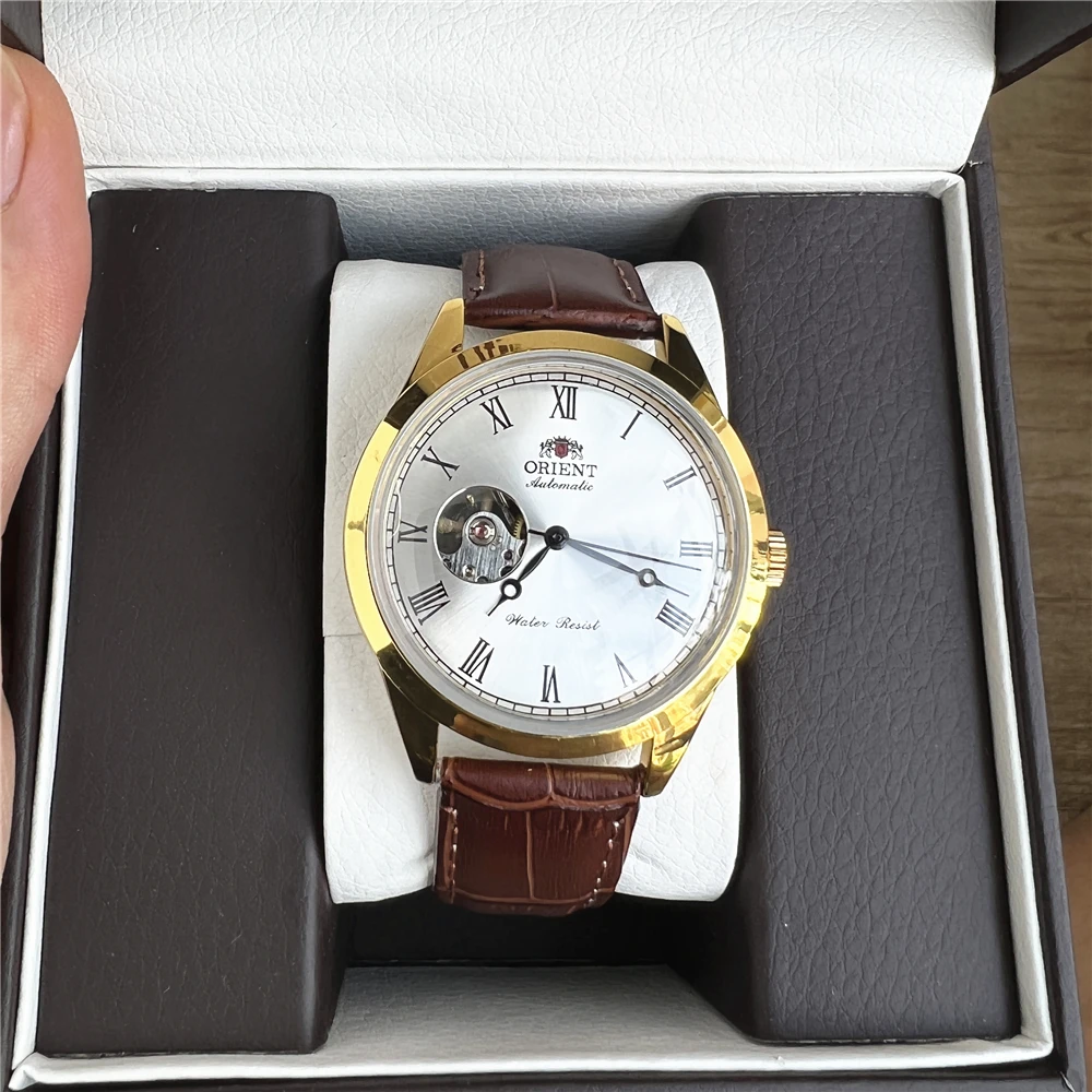 ساعة أورينت المجددة من جهة ثانية يابانية أوتوماتيكية بالكامل ساعة ميكانيكية مجوفة لرجال الأعمال