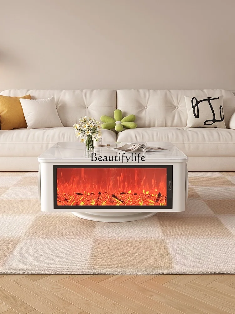 

Living Room 3D Electronic Fireplace Decoration Simulation Flame Integrated Square Creative Coffee Table Multi-Function