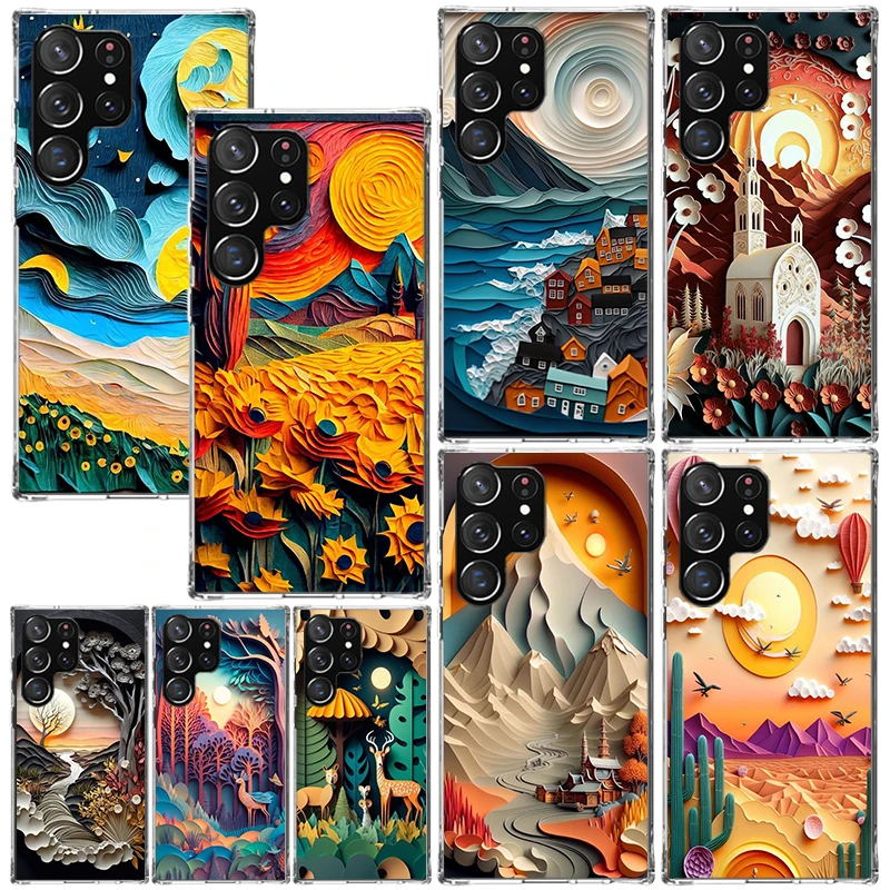Natural Trees in Mountain Ranges Phone Case For Samsung Galaxy S26 S25 Edge S24 FE S23 S22 Ultra S21 Plus S20 + Art Fundas Back