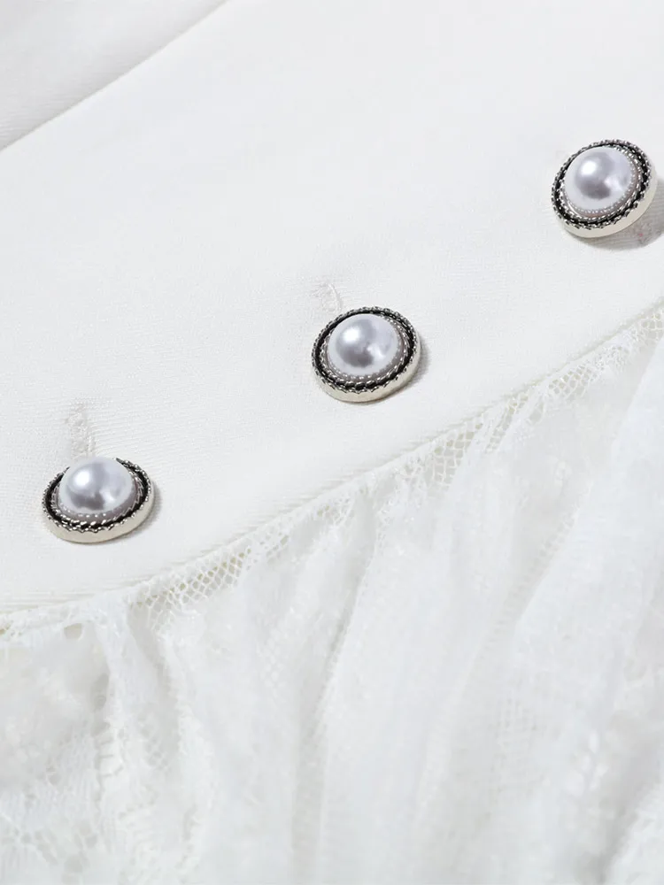 V-Ausschnitt Spitze Patchwork Meerjungfrauen-Mäntel Mesh-Hosenanzüge Damen Sexy Langarm Einreihige Schlanke Jacken Schlaghosen Neue Sets – Detail 10