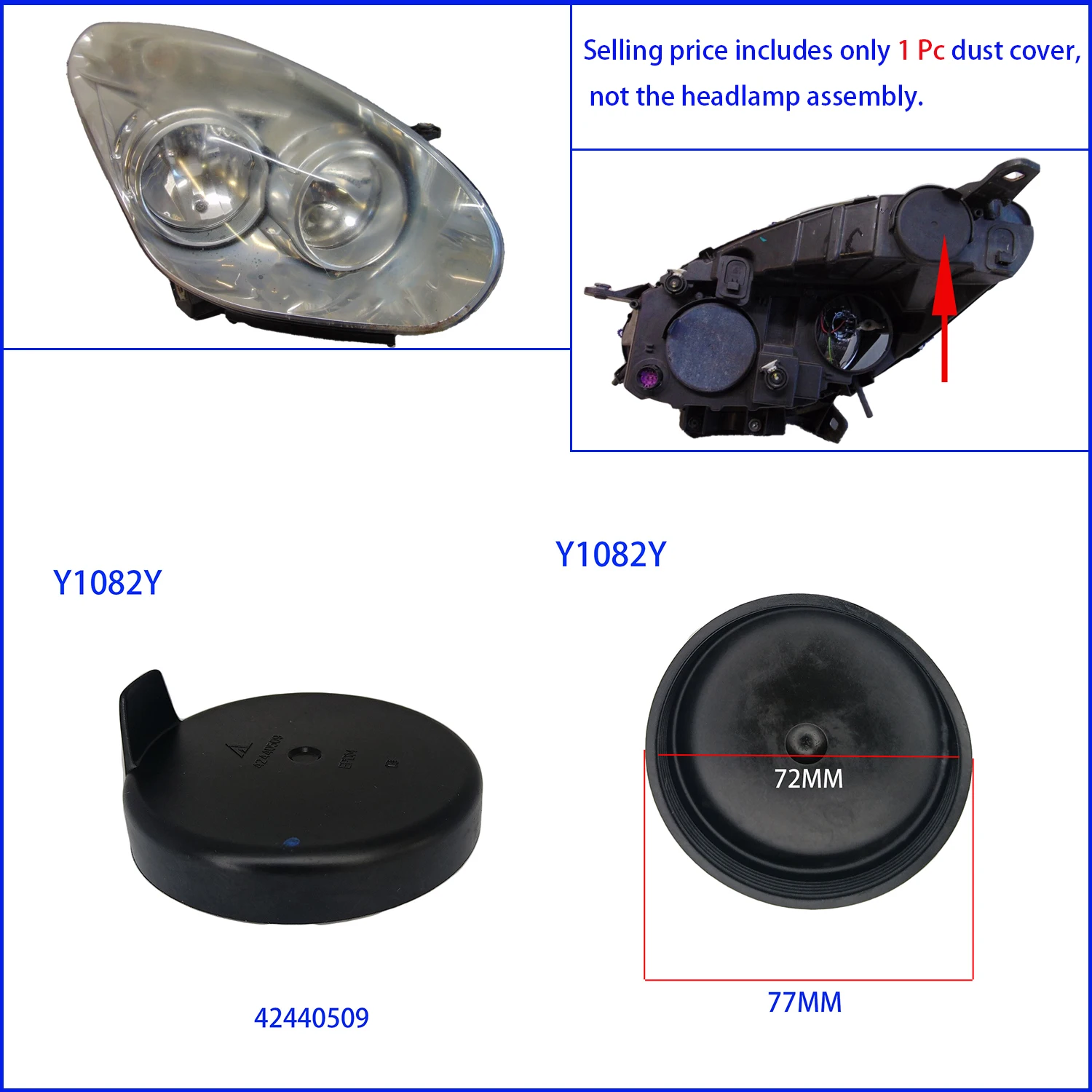 EHLTE 1 Pc Headlight Dust cover For Opel Combo 20001509 42440509 LED Bulb Extended Plug Headlamp Heighten Caps