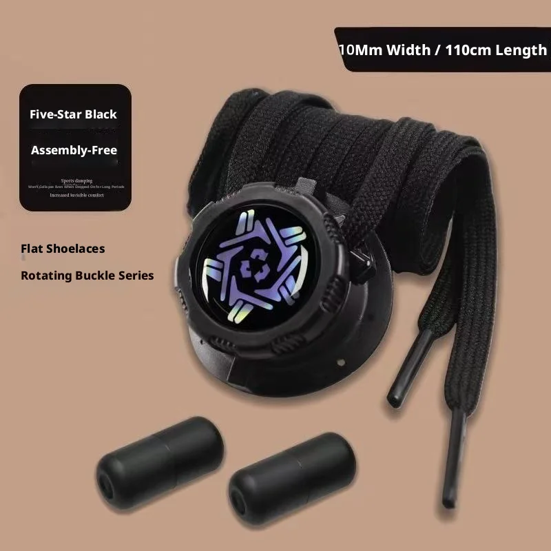 1 Pair Five-Pointed Star Style No-Tie Shoe Locks — Rotating quick-adjust buckles for 1cm laces, easy to fasten.