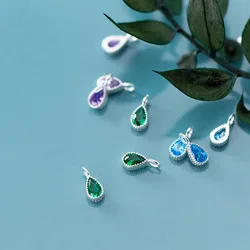 925 Silver Charms Water Droplet Shaped Pendant Charms DIY Pendant Necklace Accessries Jewelry Beautiful Zircon Water Drop