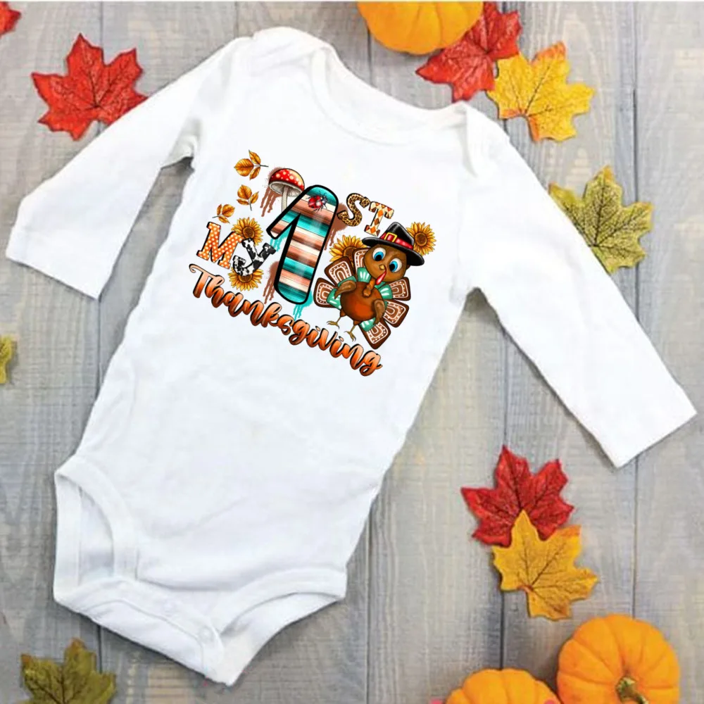 My First Thanksgiving Baby Boys Girls Romper Infant Cute Baby Clothes Toddler Thanksgiving Gift Rompers Fall Baby Jumpsuit