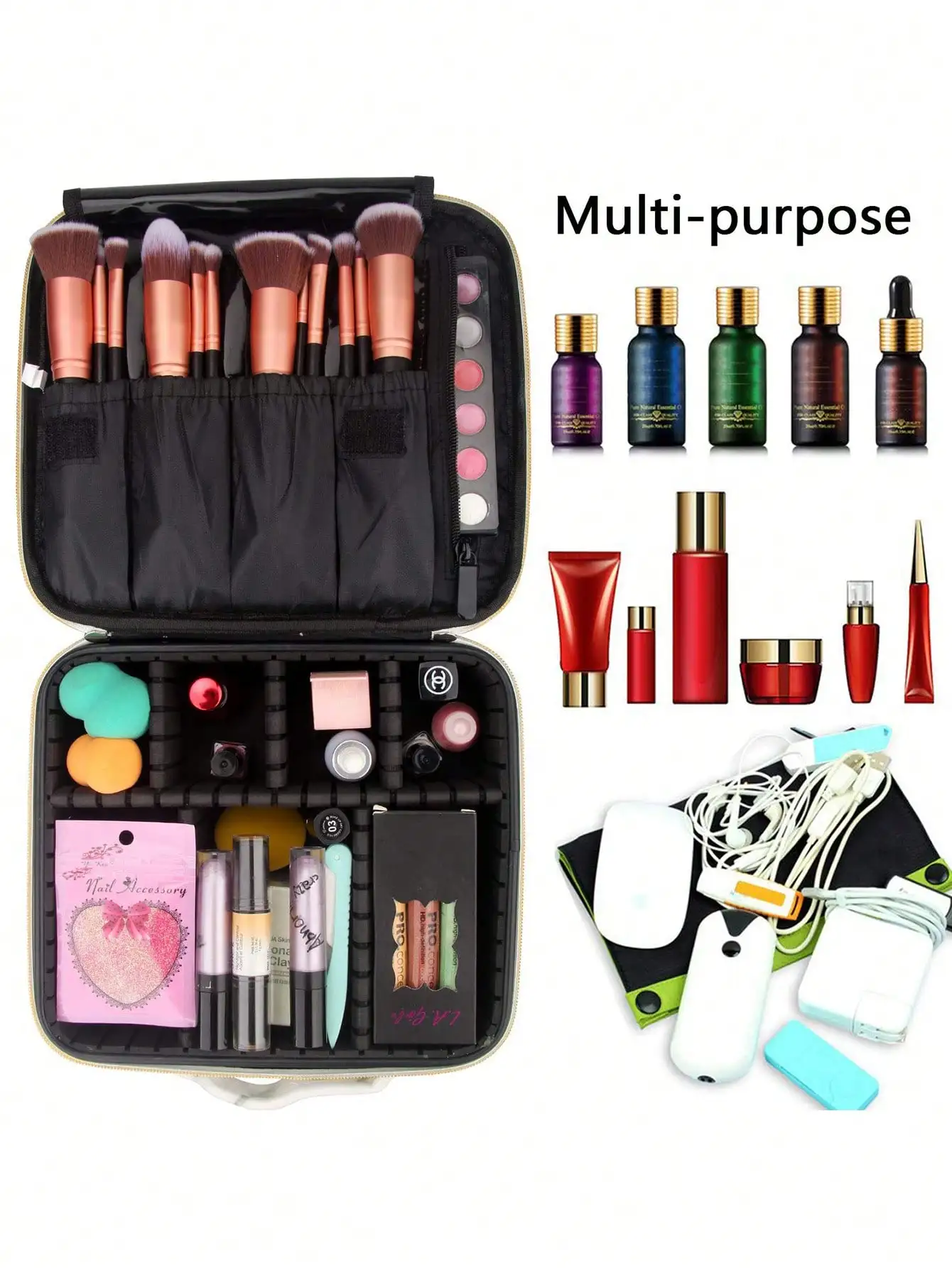 Marble Makeup Bag Large Makeup Organizer Bag Travel Train Case Portable Cosmetic Artist Storage Bag