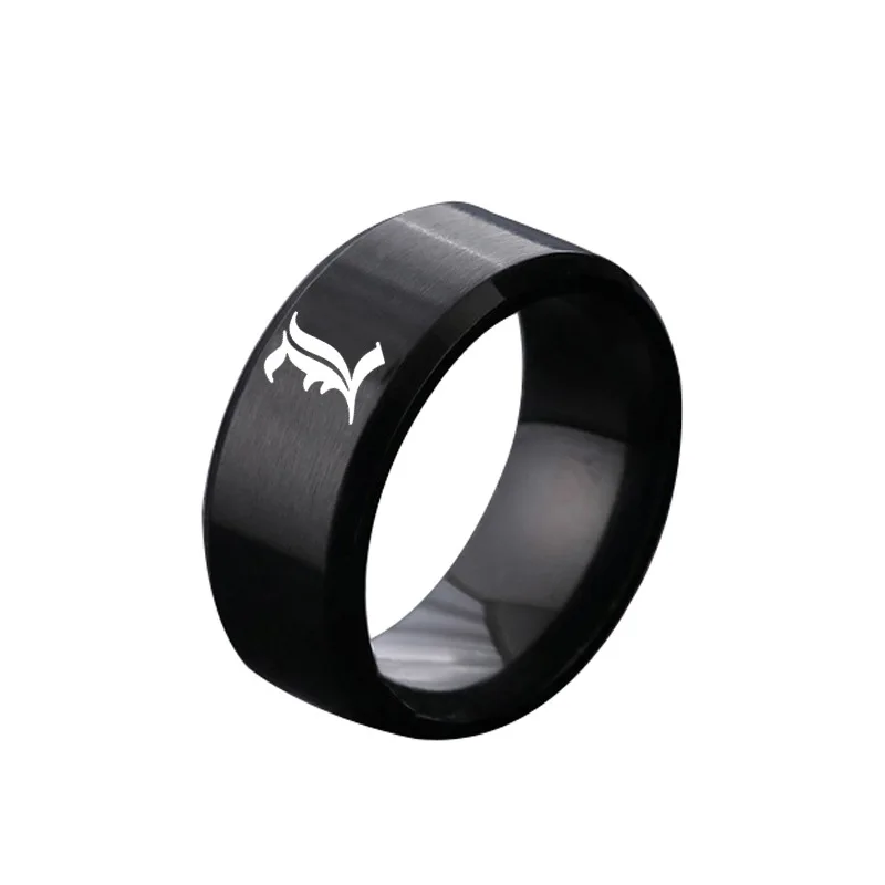 Death Note L-Shaped Logo Ring Laser Marking Stainless Steel Ring Cos Jewelry Decompression Entertainment Gift Trend Cool