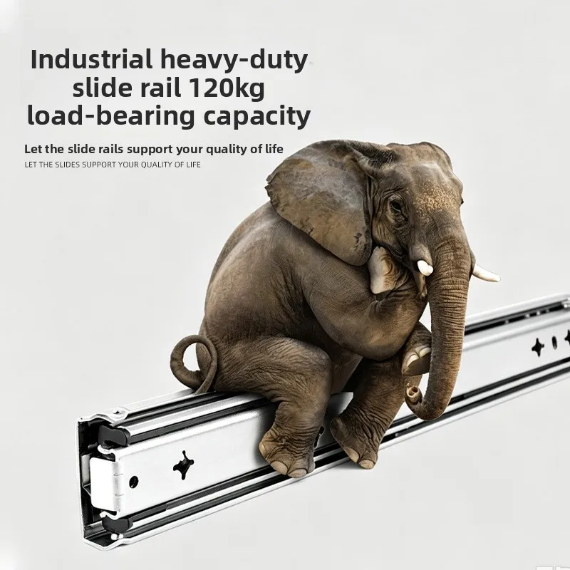 Mm Heavy Duty Three Section Steel Drawer Slides Buffered Closing Options Industrial Cabinet Long Storage Drawers