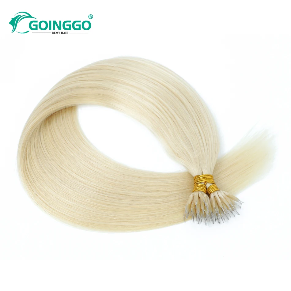 Nano Ring Hair Extension Real Human Hair Natural Highlight Blonde Straight Micro Beads Hair Extension 1g/Strand 16-22Inch