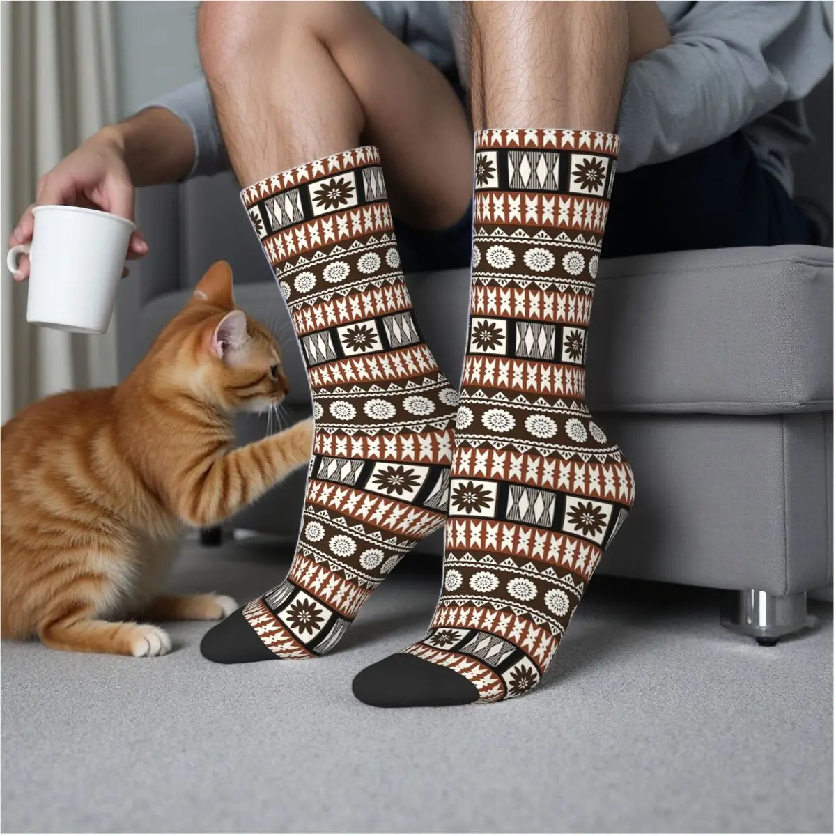 

Fijian Masi - носки Tapa, впитывающие пот чулки в стиле Харадзюку, всесезонные длинные носки, аксессуары для мужчин и женщин, подарки