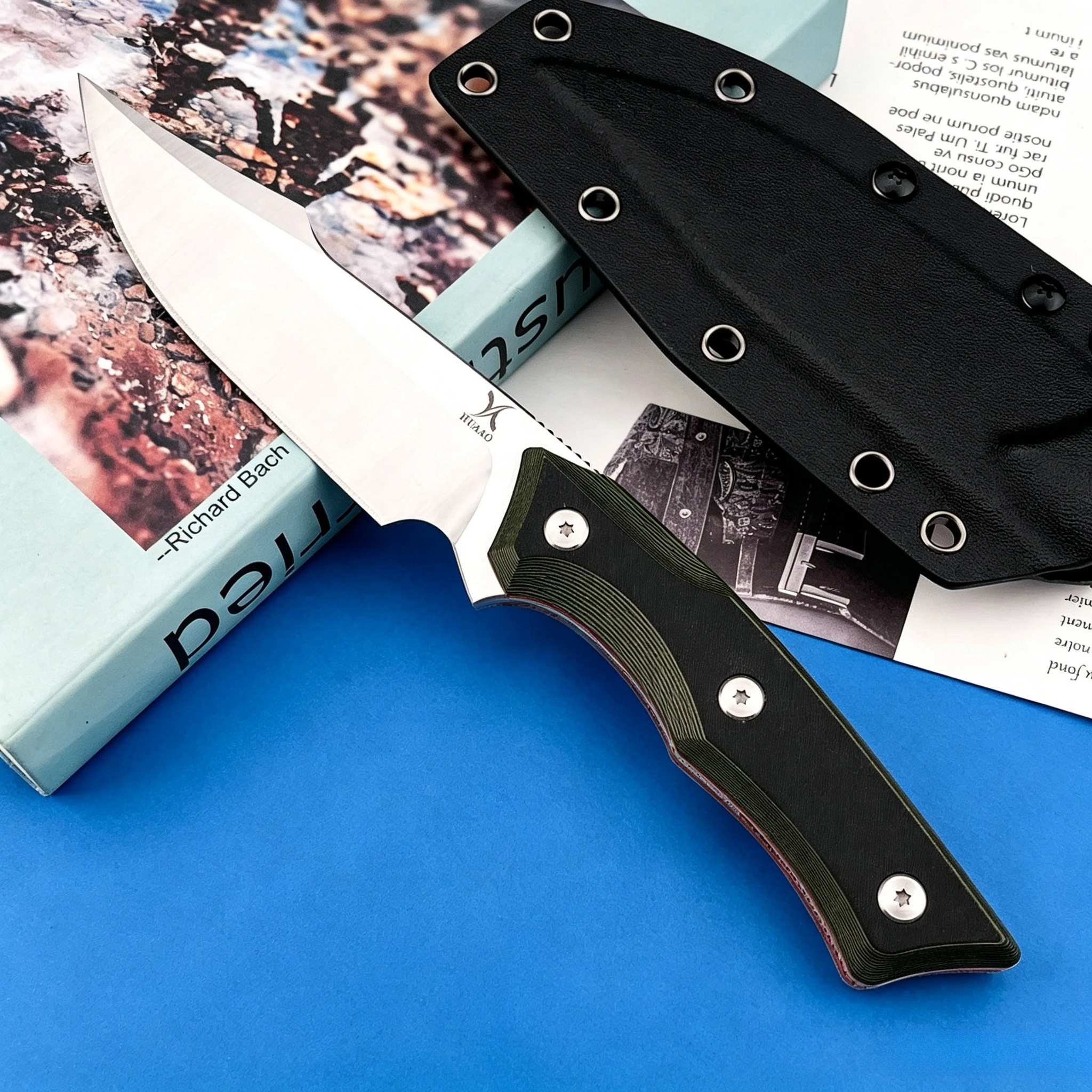 

D2 Steel Fixed Blade for Outdoor Use – G10 Grip, Heavy-Duty Camping & Fishing Tool, Sheath Included, Thoughtful Men's Gift