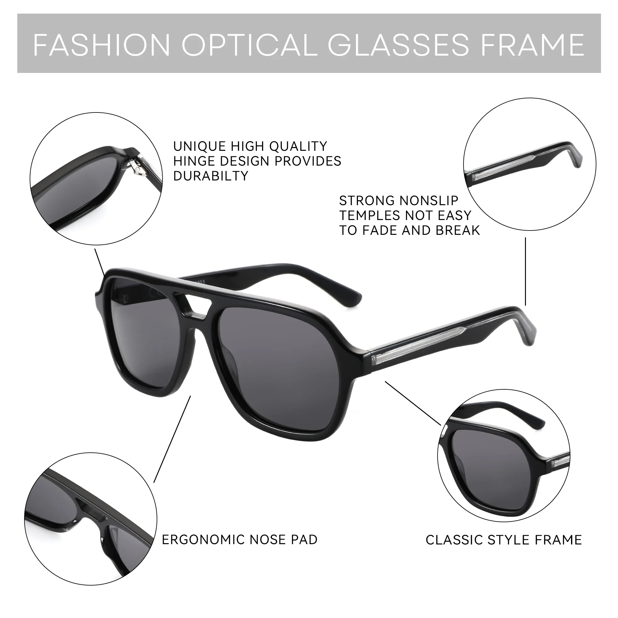 Retro Pilot Polarized Sunglasses UV400 Protection Acetate Frame ZENOTTIC Sunglasses Men Women Polarized Retro Pilot Liberia  main image 2