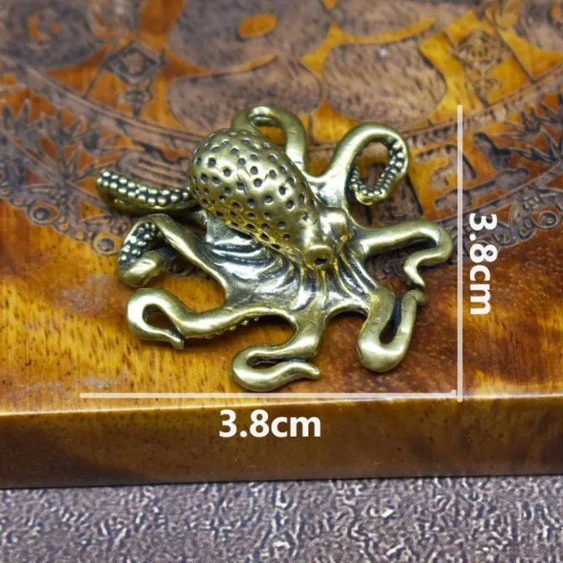 Octopus Brass Tea Pet Creative Art Piece Wealth Attraction Tea Ceremony Desk Office Decoration Copper Animal Miniatures Ornament