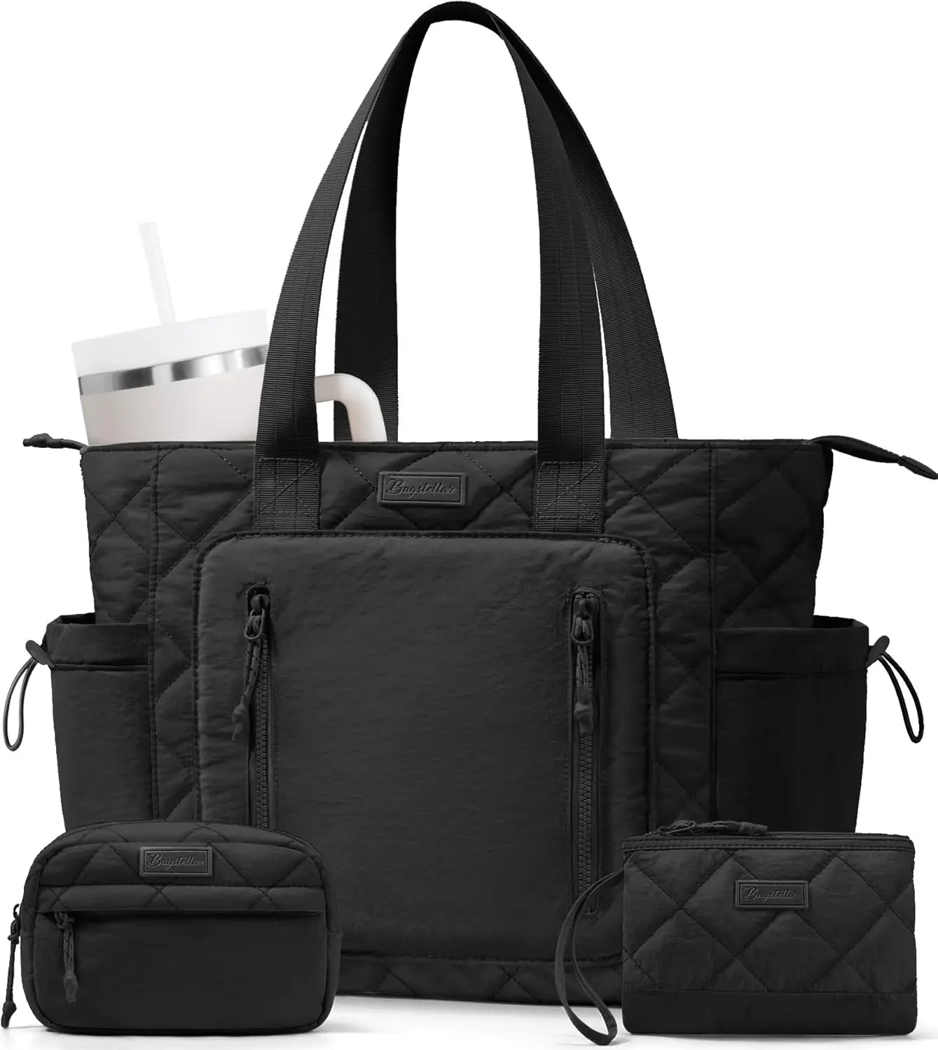 

Lightweight Puffy Tote Bag for Women with Laptop Sleeve and Zipper, Durable Daily Travel Gym Bag