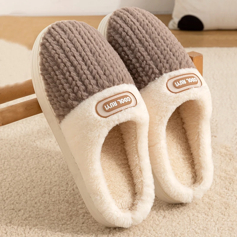 Winter Home Cotton Slippers for Women 2025 Indoor Soft Sole Platform Slides Woman Comfortable Non Slip Warm Couple Cotton Shoes