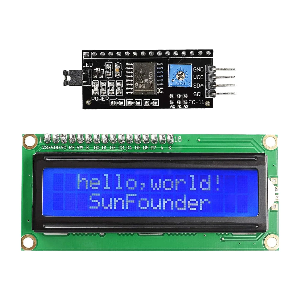 1602 Lcd Display Module Dc 5V 16X2 Karakter Lcm Blauw Geel Wit Scherm Iic I2C Interface Adapter voor Arduino