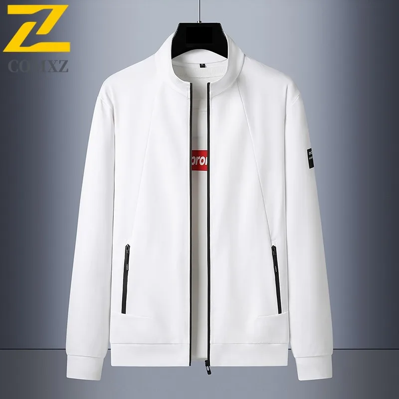 

COMXZ 2025 Mens Classic Jacket Solid Color Plus Size Lightweight Hunting Hiking Autumn Korean Slim Fit Jacket Anti Wrinkle Coat