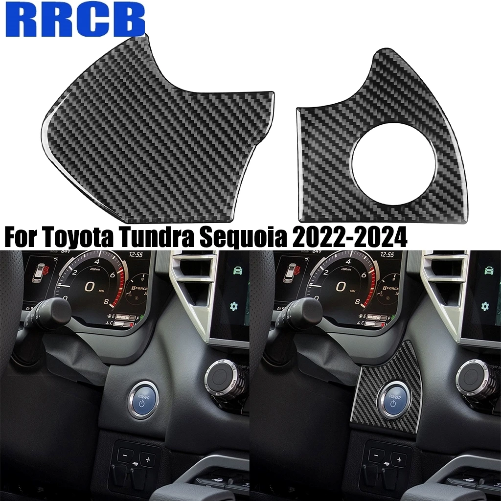 

Для Toyota Tundra Sequoia 2022-2024 углеродное волокно приборная панель кнопка запуска двигателя внутренняя крышка наклейки авто отделка автомобильные аксессуары