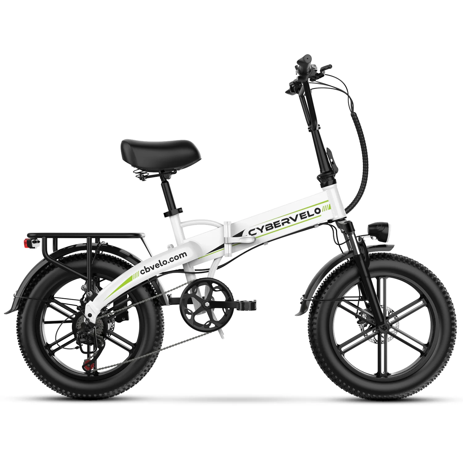 Cybervelo 20" 1000W Electric Bike - Foldable Mountain Sand Off-Road Long Range E-Bike with Built-In Battery for Adults EK5 80 Miles+