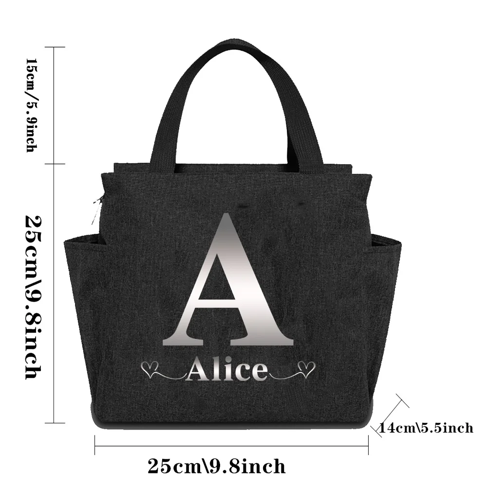 Personalized Customized Name Lunch Pack Simple Picnic Food Pouch Large Capacity Cooler Bags Practical Thickened Top Handle Bag