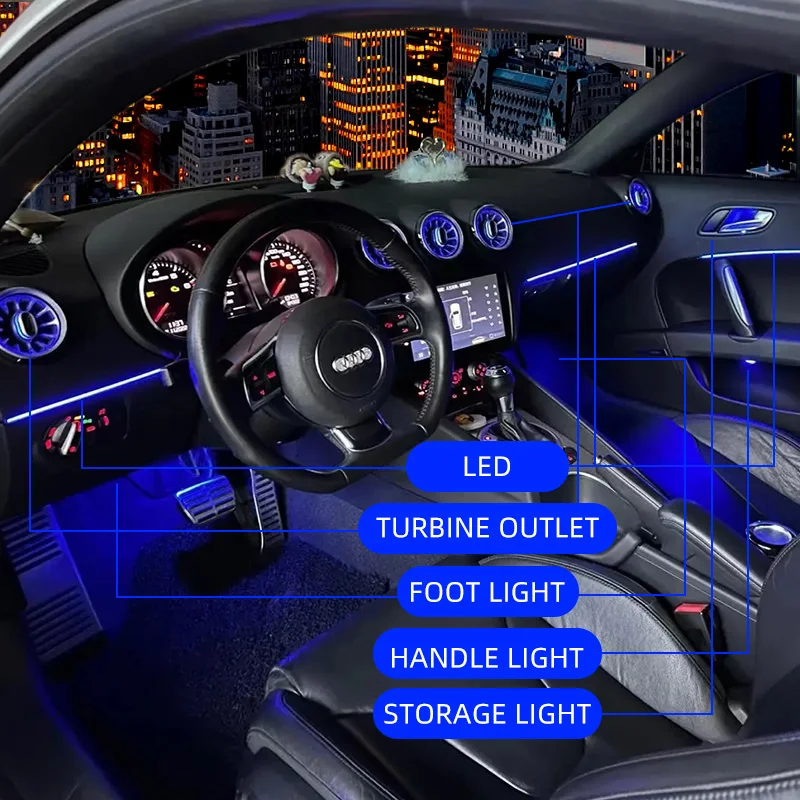 Sortie d'air de lumière ambiante pour Mercedes Benz Classe V W447 V260, buse de turbine LED, kit de modification de lampe décorative d'aération, 64 couleurs