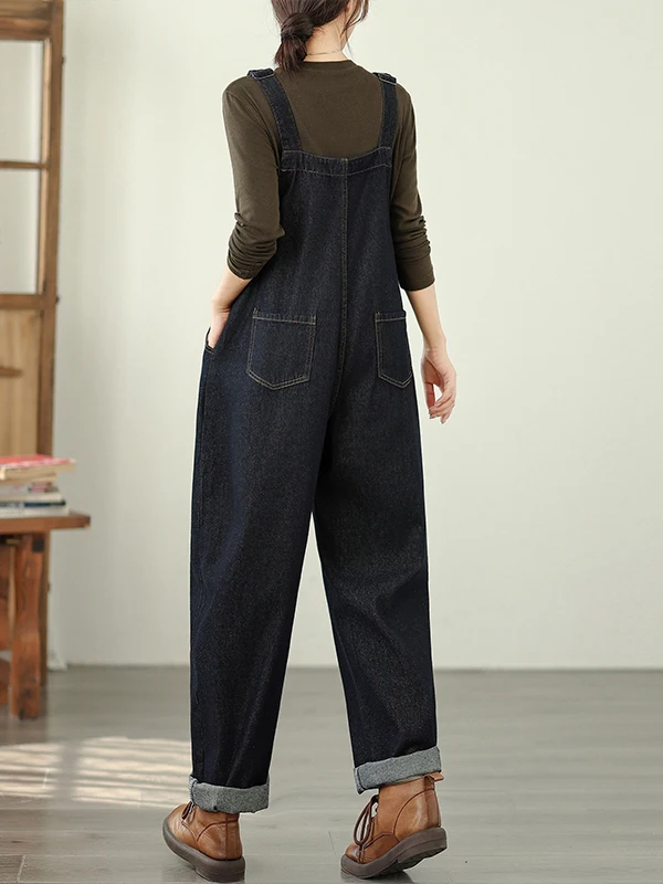 Vintage Loose Fit Denim Overalls Age-Defng plus Size High Waist Straight Leg Pants for Women Autumn 2025 Faion Trend