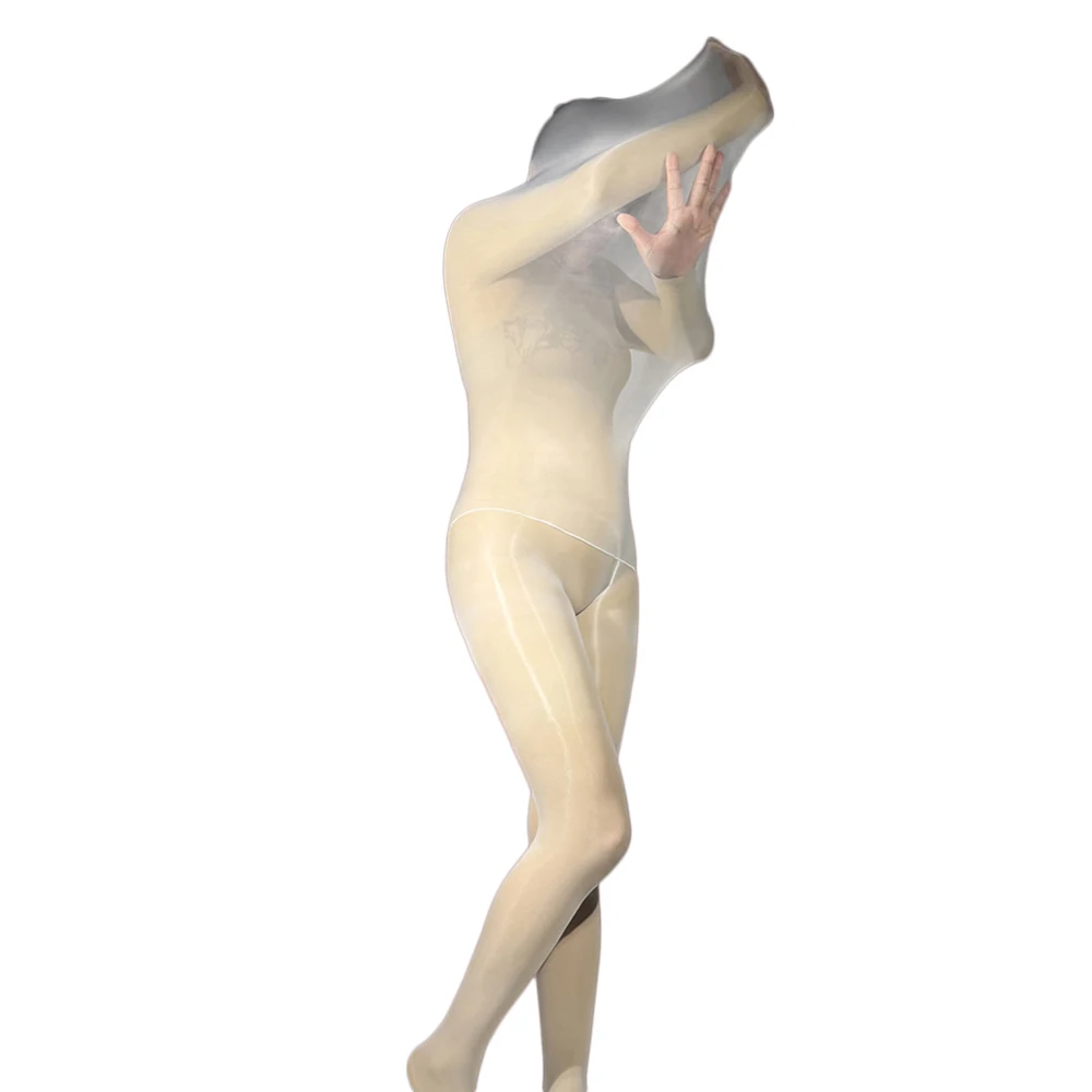 Women Unisex Sexy Oil Shiny Bodysuit Sheer See Through Body Pantyhose Tights Cocoons Body Stocking Elastic Yoag Leotard Bodycon - view 3