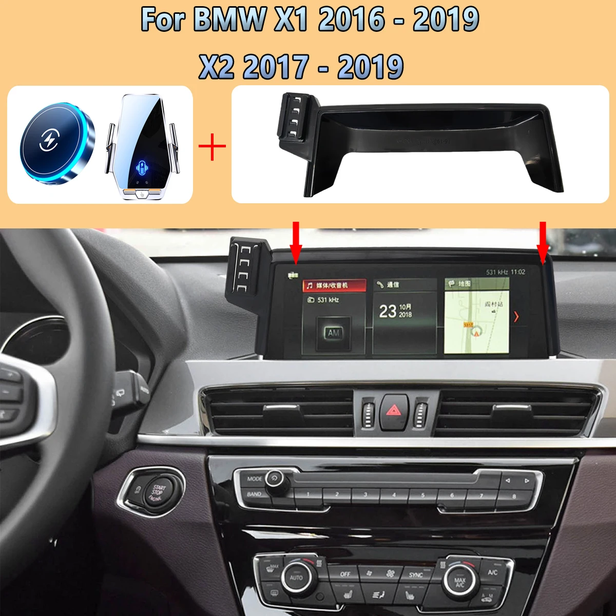 

Car Phone Screen Holder For BMW X1 F48 F49 2016 - 2019 X2 F39 2017 - 2019 Magnetic Wireless Charging Car Phone Mount For MagSafe