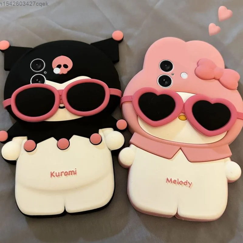 Sanrio חמוד 3D קריקטורה טלפון סיליקון כיסוי עבור iPhone 16 15 15 14 13 12 11 promax xsmax 7/8 בתוספת מגמה חדשה נישה טלפון רך
