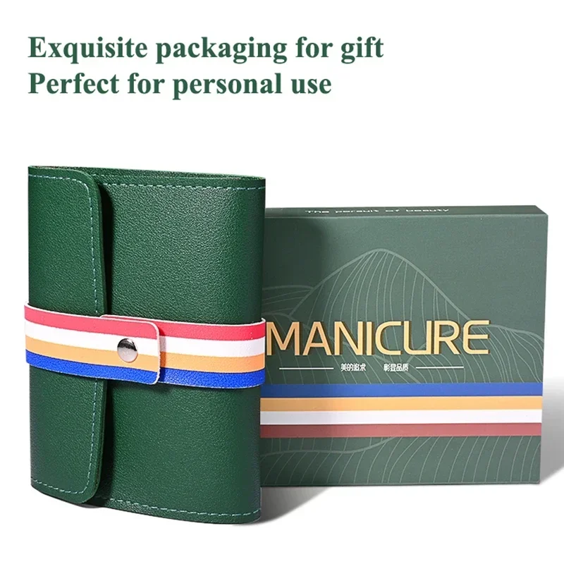 Ouriner 12/16 قطعة مجموعة أدوات قص الأظافر مجموعة الفولاذ المقاوم للصدأ مسمار كليبرز مجموعة مع حقيبة قابلة للطي مانيكير القاطع أطقم مقص أداة #5