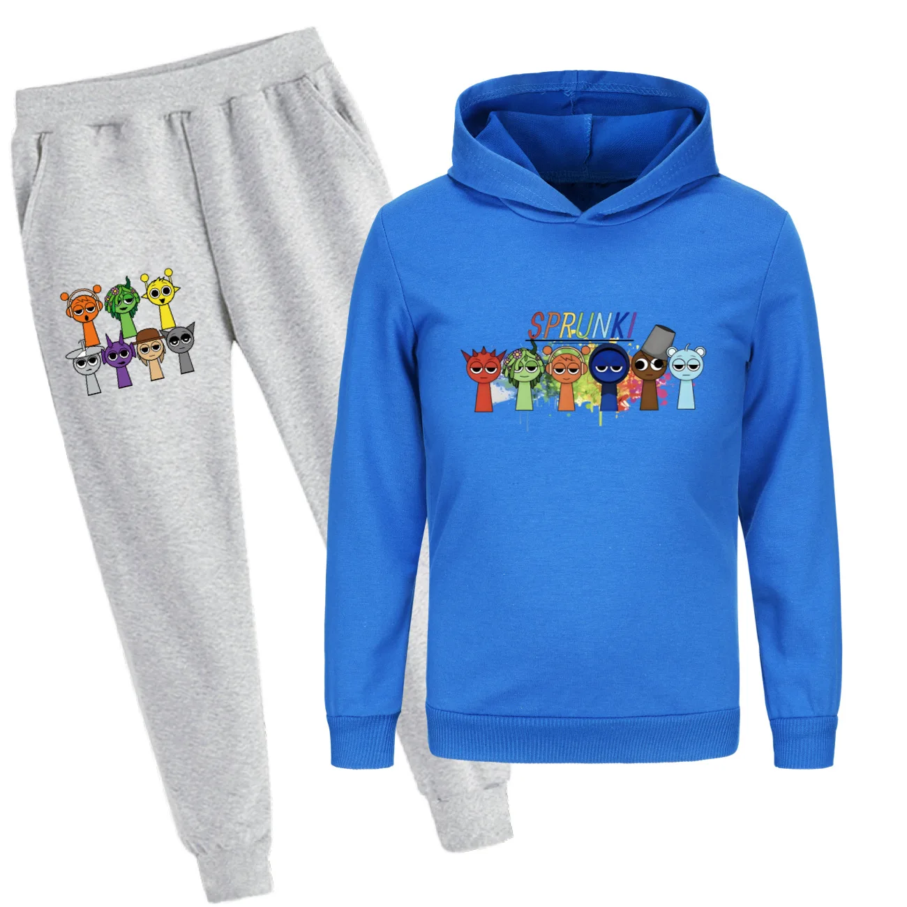 Sprunki Incredibox Song Kids Spring Trend Casual Tracksuits Boys and Girls Hoodies+Pants 2pcs Suits Children Daily Outfit