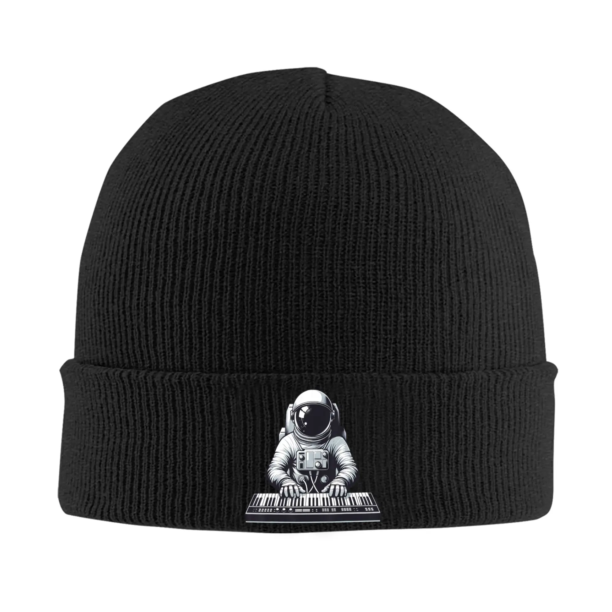 Astronaut Playing Piano Men Boys Funny Piano Player Musician Beanie Hats  Knitting Hat Female Male Street Head Wrap Caps