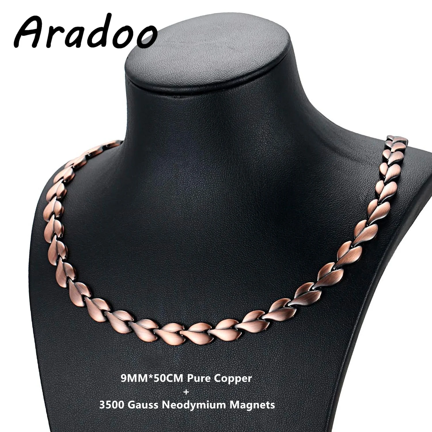 ARADOO Leaf-shaped Design Pure Copper Magnetic Necklace for Women Collar Jewelry Gift